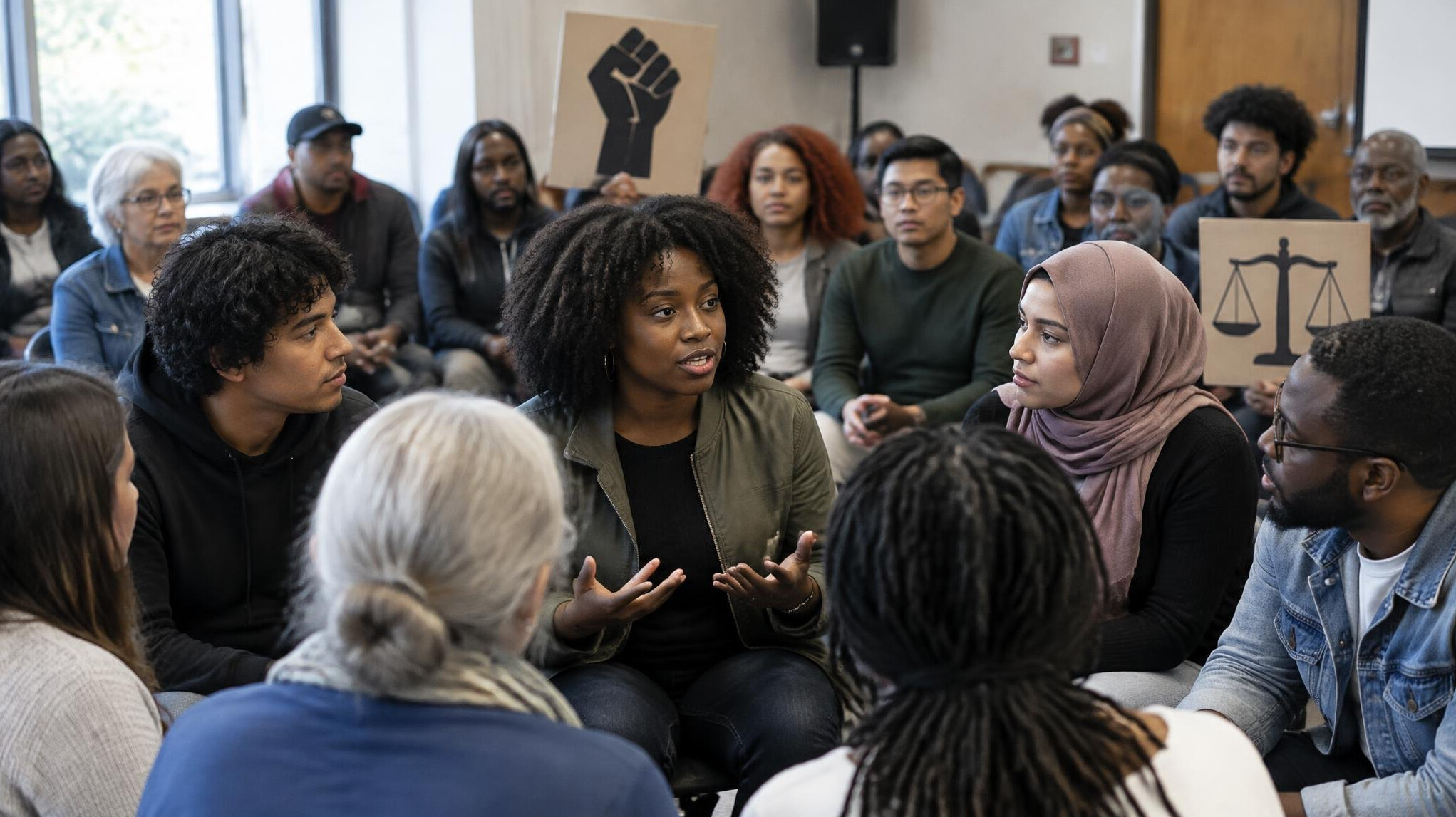 group of people in discussion