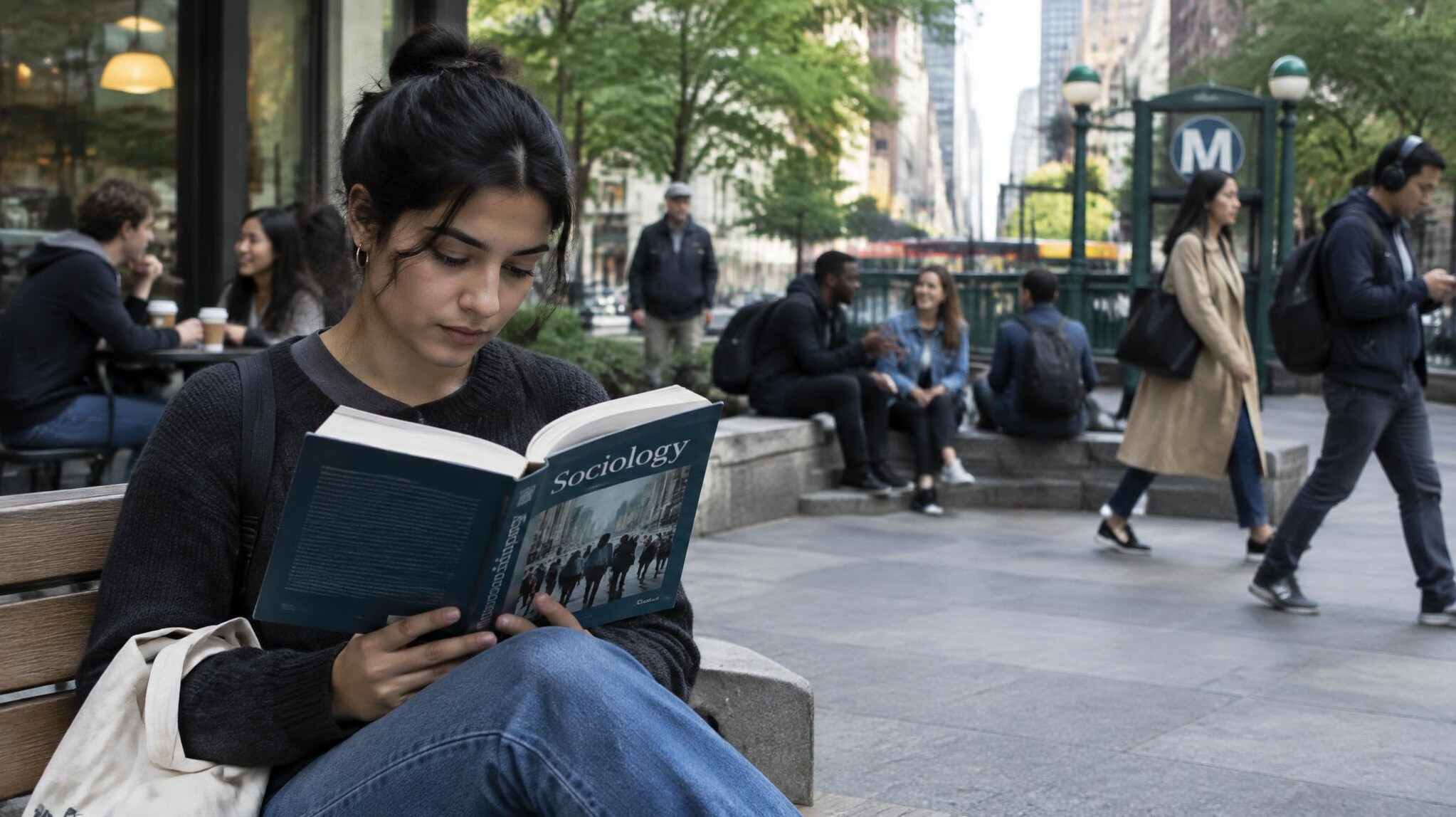 person reading sociology book