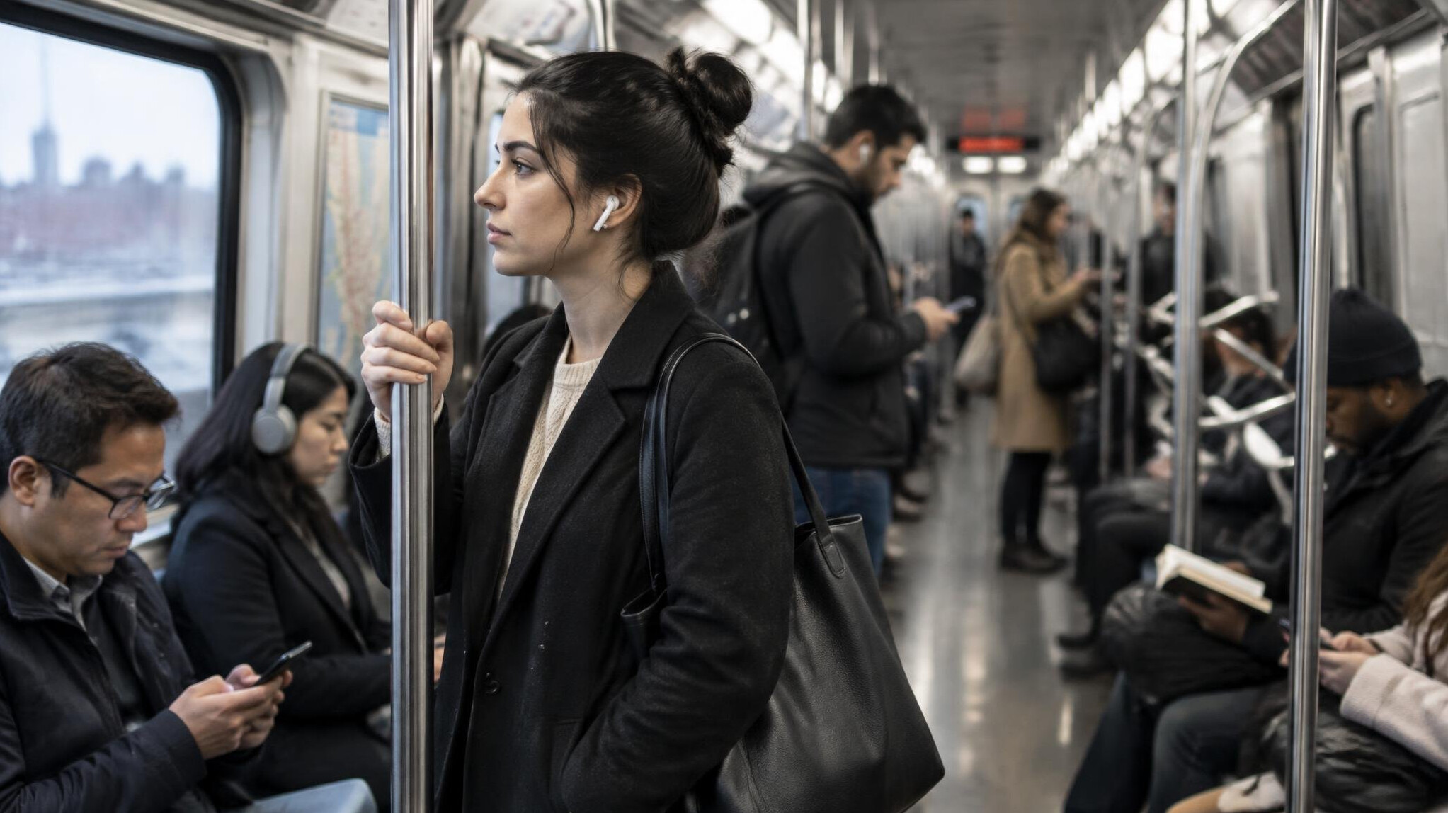 person commuting on subway