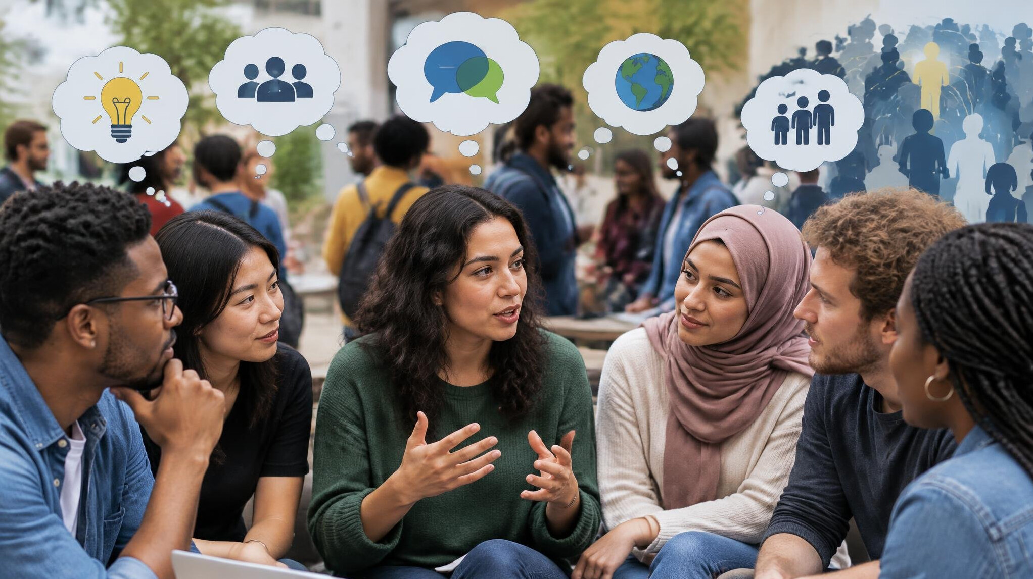 diverse group discussing ideas