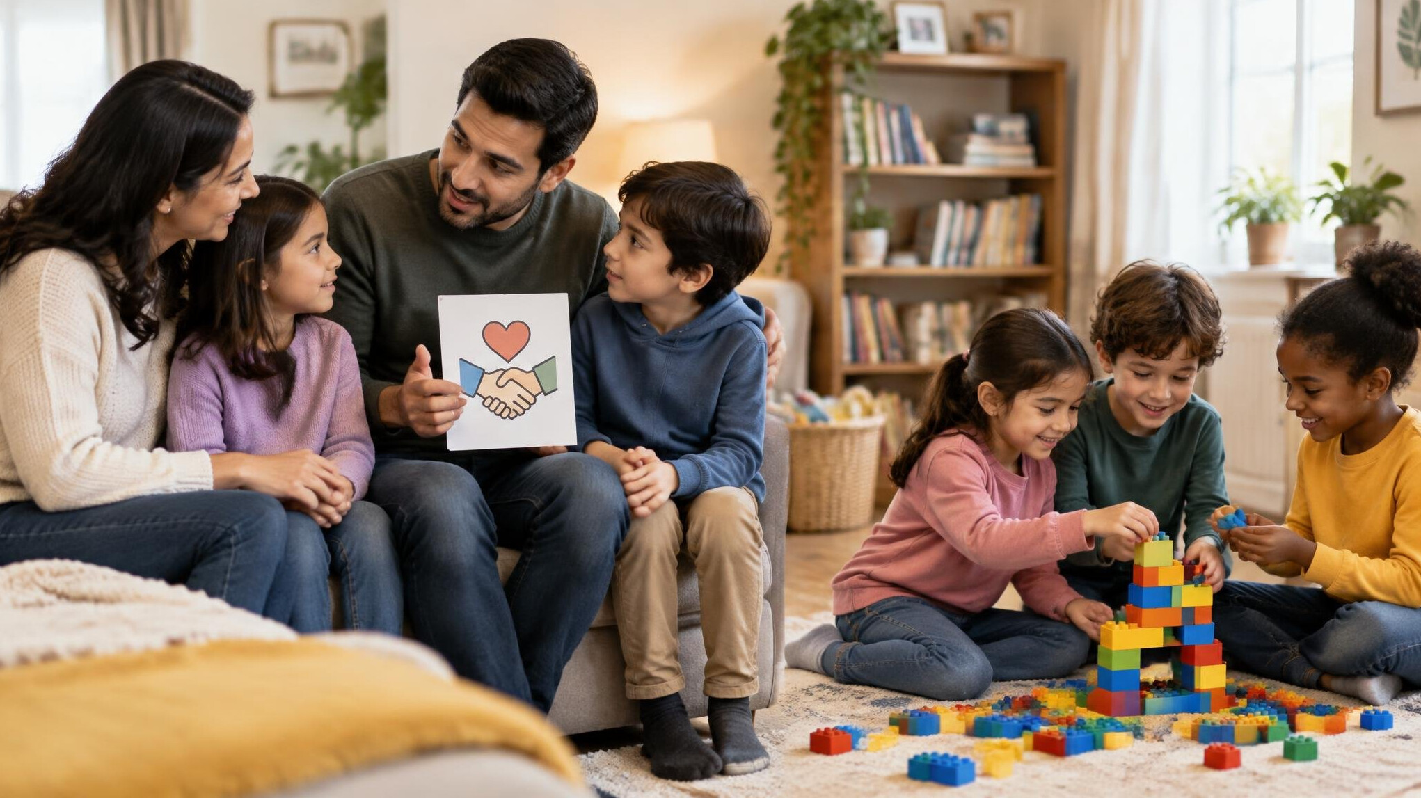 family teaching children values