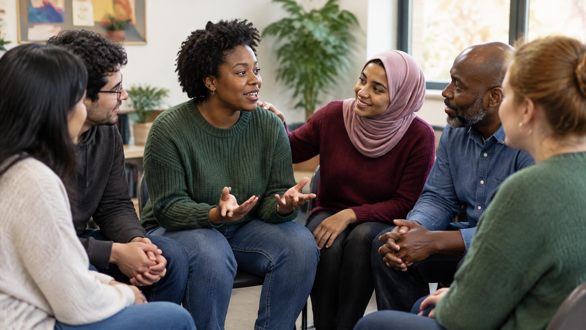 diverse people talking together